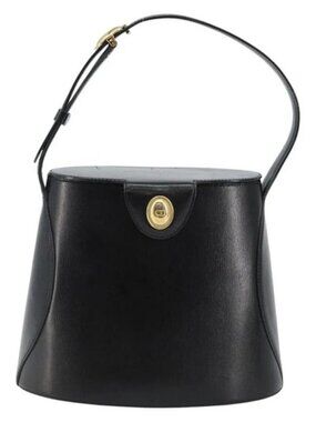 THE COOLEST CHRISTIAN DIOR PARIS BLACK LEATHER ROUNDED BOX PURSE WITH TOP HANDLE